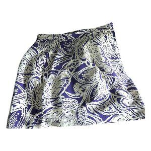 Ann Taylor Loft Women's Purple with White Leaf Print Linen Blend Skirt Size 6